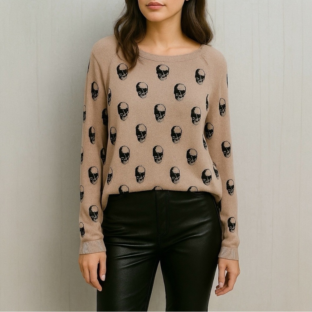 SKULL CASHMERE x 360 CASHMERE Wool and Cashmere Skull Print Sweater‎